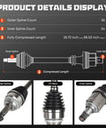 Toyota Camry 2.5L CV Axle Shaft Assembly Front Left And Front Right Fits 2012 2013 2016 2017 Replace 66 5410 66 5294 Durable Front Wheel Drive Shaft For Quick Fix And Smooth Rides, 26/24 spline length diagram and CV boot closeups