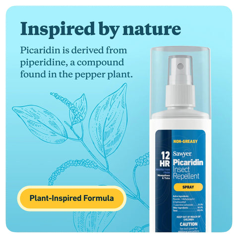 Picaridin Insect Repellent Spray 20 Percent, Non Greasy Odorless Quick Dry Formula, 3 Ounce Pump Bottle Pack Of 2 displayed with plant-inspired formula