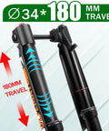 Close-up of Fat Tire 5.0 20 Inch Air Electric Mountain Bike Front Fork with 180mm travel showing adjustable suspension details.