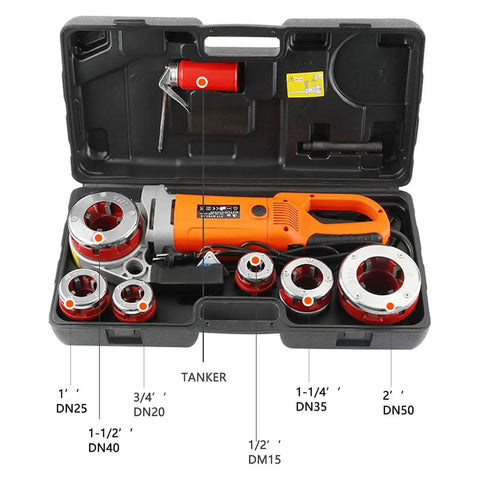 Hella Reliable Electric Pipe Threader And Portable Tapping Machine 110V 230V Heavy Duty Pipe Cutter with six dies in case