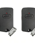 Remote Gate Opener Transmitter 318MHz FM135 9 Dip 3 Position For Gate Openers MM371W MM572W And More 2 Pack Gate Clicker Garage Door Entry Controllers showing two black remotes with metal clips