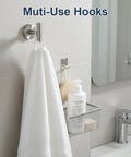 Dope 7 Piece Bathroom Hardware Set In Brushed Nickel Stainless Steel with towel on hook, bath accessory kit for modern remodel