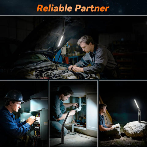 2 Pack Magnetic LED Work Lights, All Aluminum 1500 Lumen Rechargeable Mechanic Lights used for car repair and outdoor tasks