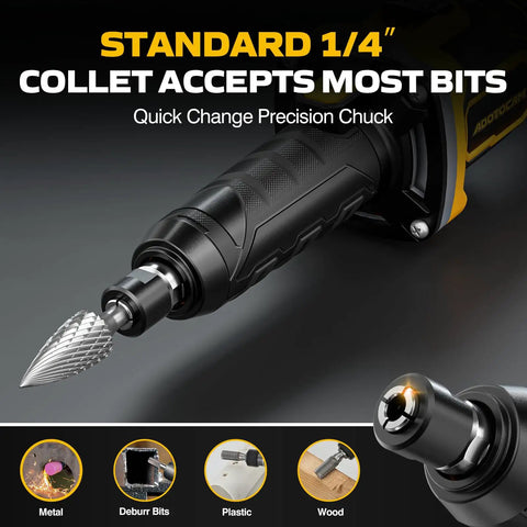 Killer Hella Sick Cordless Die Grinder Designed To Drop Straight Into Your DeWalt 20V Max Battery Rig Tool Only for detailed work and bit change.