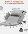 Big Power Electric Recliner Backrest With 300 Lbs Capacity showing product dimensions 4-68 degrees adjustable lying positions.