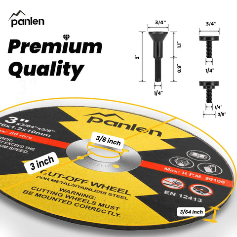 Three Inch Pro Grade Die Grinder Cutting Discs Ten Pack With Mounting Mandrel Kit for angle and straight grinders