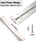 16 Inch Piano Hinge with 3 inch width and 0.060 inch thickness for heavy duty cabinet doors, Two Pack Pro Grade 304 Stainless Steel Piano Hinges 16 Inches Long By Three Inches Wide Heavy Duty Build For Cabinet Doors And Toolboxes Crafted For Serious Load Bearing Tasks With Zero Flex Guarantee.