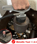 MUTUACTOR magnetic pickup tool with release handle, grey grip, lifting a heavy iron cylinder