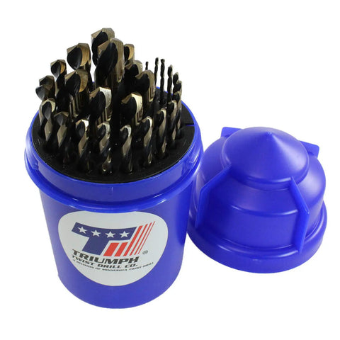 Go To High Speed Steel Drill Set 1/16 To 1/2 Inch By 64ths With Black And Bronze Oxide Coating, Jobber Length, 135 Degree Split