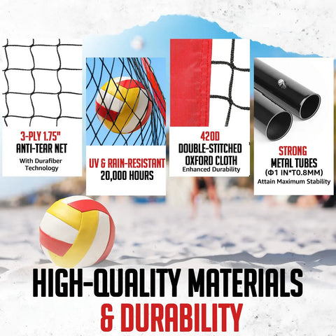 Features of the 12Ft Volleyball Training Net For Backyard Play, Portable Freestanding Practice Net With Height Adjustable Frame.