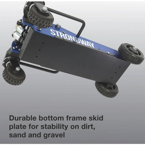 Beefy 3 Ton Aluminum Off-Road Jack for Trucks and SUVs, 6000 Lb Capacity, 29-Inch Lift, with visible steel skid plate, casters
