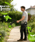 Person using 4 In 1 Electric Weed Wacker With Wheel Cordless Stringless Trimmer Yard Boss Lightweight Brush Cutter Edger And Mini Lawn Mower 2 Batteries And Charger Included