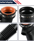 Quality Air Inlet Hose Assembly Replacement For Repair Shops DIY Car Owners Ribbed Curved Body Side Port Engine Bay Service Upgrades Easy Install Single Hose Package Built Tough Rock Solid Save Labor Fix It Yourself Today, black ribbed hose close-up