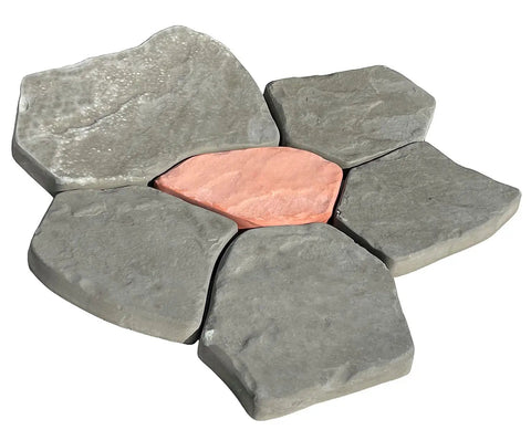 Set Of 6 Durable Flagstone Molds For Concrete Pavers And Garden Walkways Easy To Use Reusable Plastic Cement Molds For DIY Stepping Stones Pathways Backyard Decor And Garden Paths displaying arranged molds