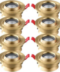 8 Pack 3 Inch Recessed Downlights With Slick Brass Baffle Trim And Heavy Duty Copper Housing Pro Level COB Can Lights displayed front view.