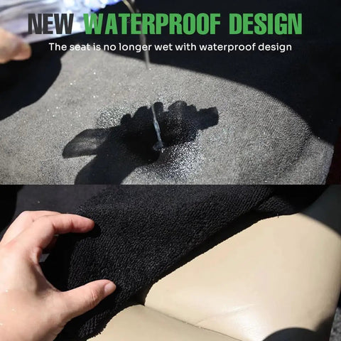 Double Layer Waterproof Gym Towel Seat Cover For Tesla Cybertruck, showing water repellent feature on dense microfiber surface.