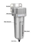 Beefed Up Industrial Grade Heavy Duty Particulate Filter With Metal Bowl Auto Drain for Paint Spray Systems One Half Inch NPT