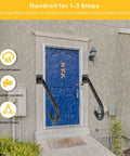 Two Pack Half U Metal Handrails For Outdoor Steps And Indoor Stairs Wall Mount Safety Rail With Hardware Badass Grip For Elderly Rock Solid Build Smooth Install Heavy Duty Stair Support Rig mounted on front porch.