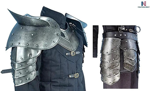 Dark Warrior Pauldrons With Breakers And Dark Drake Tasset Belt Armor For LARP Cosplay And Halloween A Badass Fully Wearable Armor Set In Custom Size For Medieval Reenactment Props
