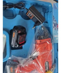 Cordless Lithium Rebar Tying Tool With 12V Battery, Adjustable 300 to 500mm Tie Wire Length, in a carrying case with charger.