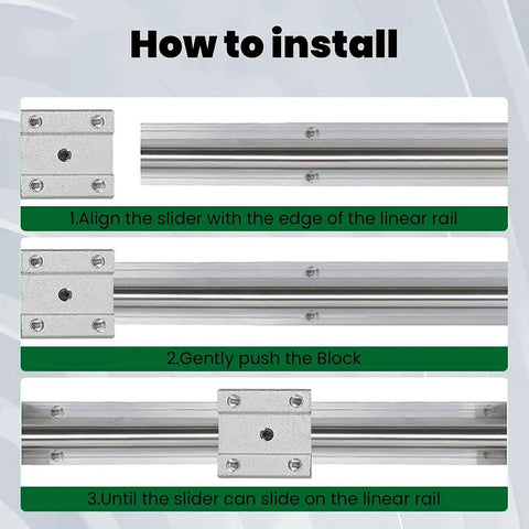 500mm SBR12 Linear Rail Kit installation steps with blocks on aluminum rails for smooth precise motion in CNC routers lathes mills.