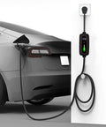Tesla Portable Mobile Charger 32A Adjustable Amperage With Nacs J1772 Adapter Scheduled Smart Plug Touchscreen Display Model 3 Y charging car