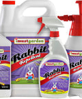 Multiple bottles of Mint Scent Rabbit Repellent Spray For Plants And Lawns 32 Oz Ready To Use Specifically Targets Rabbits With Botanical Oils.