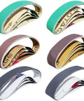 24 Piece Knife Sharpener Sanding Belt Kit Three Quarter Inch By Twelve Inch Replacement Belts With 80 120 240 400 1000 And 1200 Grits For Sharpener Ken Onion Edition showing assorted grit belts