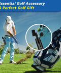 Golfer using All-In-One Golf Club Cleaner Kit With Water Brush, Groove Sharpener, And Microfiber Towel on course