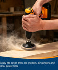 Professional 2 Inch Ceramic Sanding Discs 25 Pack 40 Grit Coarse Abrasive Wheels for die grinders in use on wood.