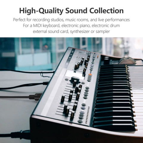 2 Pack 3 Foot 5 Pin MIDI Cables Male To Male DIN Connectors For MIDI Keyboard setup with synth and sound card