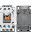 Beefed Up Heavy Duty Magnetic Contactor 3 Pole 40A Ith With 110/120V AC Coil, front and back view, 35mm DIN rail mount