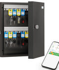 32 Key Lock Box Wall Mounted Key Cabinet with 3 Digit Combo Lock and Backup Key, open view showing organized key storage.