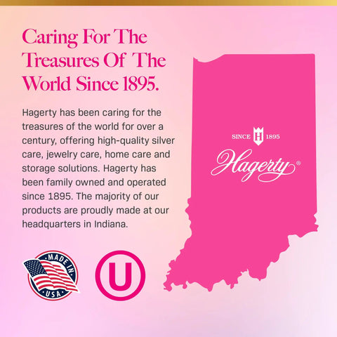 Caring For The Treasures Of The World Since 1895 graphic with Indiana silhouette and Hagerty logo, highlighting quality and heritage.