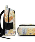 Side view of Vintage Botanical State Flower Map Backpack For Everyday Carry, unisex large capacity daypack with floral print.