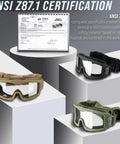 Airsoft Safety Goggles With Anti Fog Dual Pane Lens Lightweight Impact Resistant Polycarbonate Frame Soft Foam Comfort Adjustable