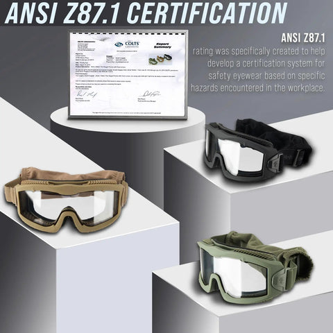Airsoft Safety Goggles With Anti Fog Dual Pane Lens Lightweight Impact Resistant Polycarbonate Frame Soft Foam Comfort Adjustable