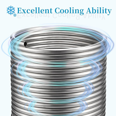 Wort chiller coil, stainless steel immersion, 1/2 in x 50 ft, food-grade 304 for beer brewing (Amazon)