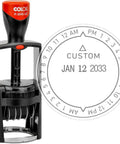 Rock Solid Heavy Duty Self Inking Date And Time Stamp With Custom Text Message And Crisp Black Ink, showing customizable date and time.