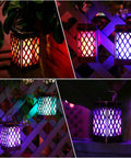 Multicolor Outdoor Solar Lanterns Pack Of 2 Waterproof Hanging Lights with 9 Modes and Flickering Flame in garden setup