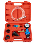 Coolant Vacuum Refill Kit with Universal 32mm Rubber Adapters Including 45mm 40mm 35mm Sleeves for Radiator Purge and Antifreeze Top Off, tools in case.