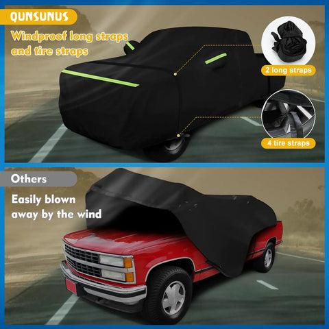 Waterproof Rugged Truck Cover For Chevy Silverado C K 1500 2500 3500 1988 1999 All Weather Exterior Car Cover With Zipper Windproof Fit