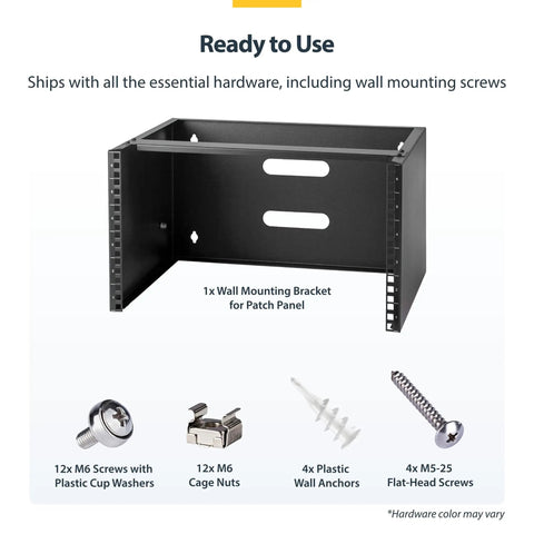 Heavy Duty 6U Wall Mount Network Rack With 19 Inch Width And 14 Inch Depth Rock Solid Construction For Switches Routers Cabling Equipment Ships Totally Pre Assembled So You Can Mount It No Sweat