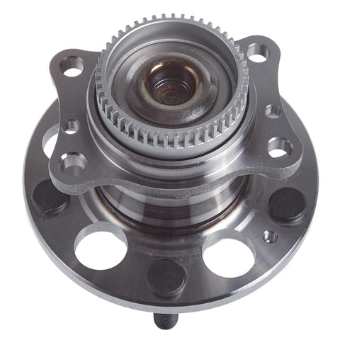 Rear Wheel Bearing And Hub Assembly Two Pack For 2014 2018 Kia Forte Forte5 2011 2016 Hyundai Elantra 2012 2017 Veloster 5 Lug Replacement Premium OEM Quality Wheel Hub Bearings, showing front view of metallic hub.