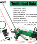 Professional 5500W Hot Air Welding Machine With PID Temp Control For PVC Banners And Roof Waterproofing Membranes close-up showing technical specifications.