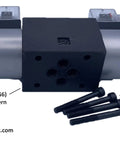 Pro Grade heavy duty hydraulic solenoid valve D03 NG6 with DIN connector and bolts, ideal for cylinders and motors.