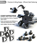 Slab Flattening Router Bit With A Half Inch Shank, Six Wing Carbide Insert, Two Inch Cutting Diameter, CNC Spoilboard Surfacing Bit