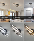 40W Dimmable LED Ceiling Light Fixture, Semi Flush Mount Industrial Geometric Black Chandelier With Remote in various rooms