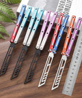 Integrated Forging Bushing System With Aluminum Channel Handle in various colors, ruler for scale, on wooden surface