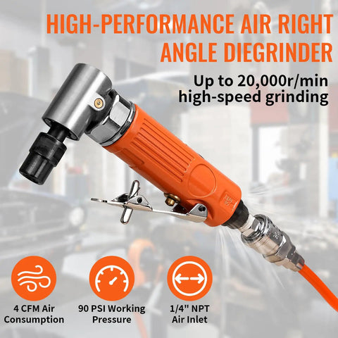 Right Angle Mini Air Die Grinder Kit, 90 Degree Pneumatic Sander, 20,000 RPM, Comes With 1/4 Inch And 1/8 Inch Collets